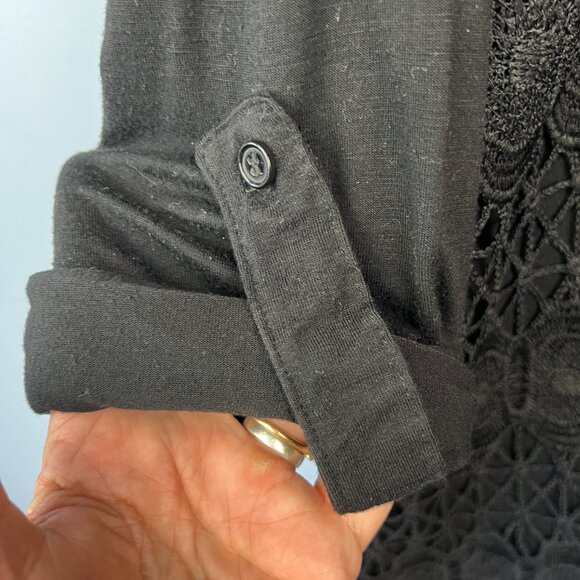 Soft Surroundings Valetta Popover Tunic Top Black Crochet Overlay Size XL - Picture 5 of 7